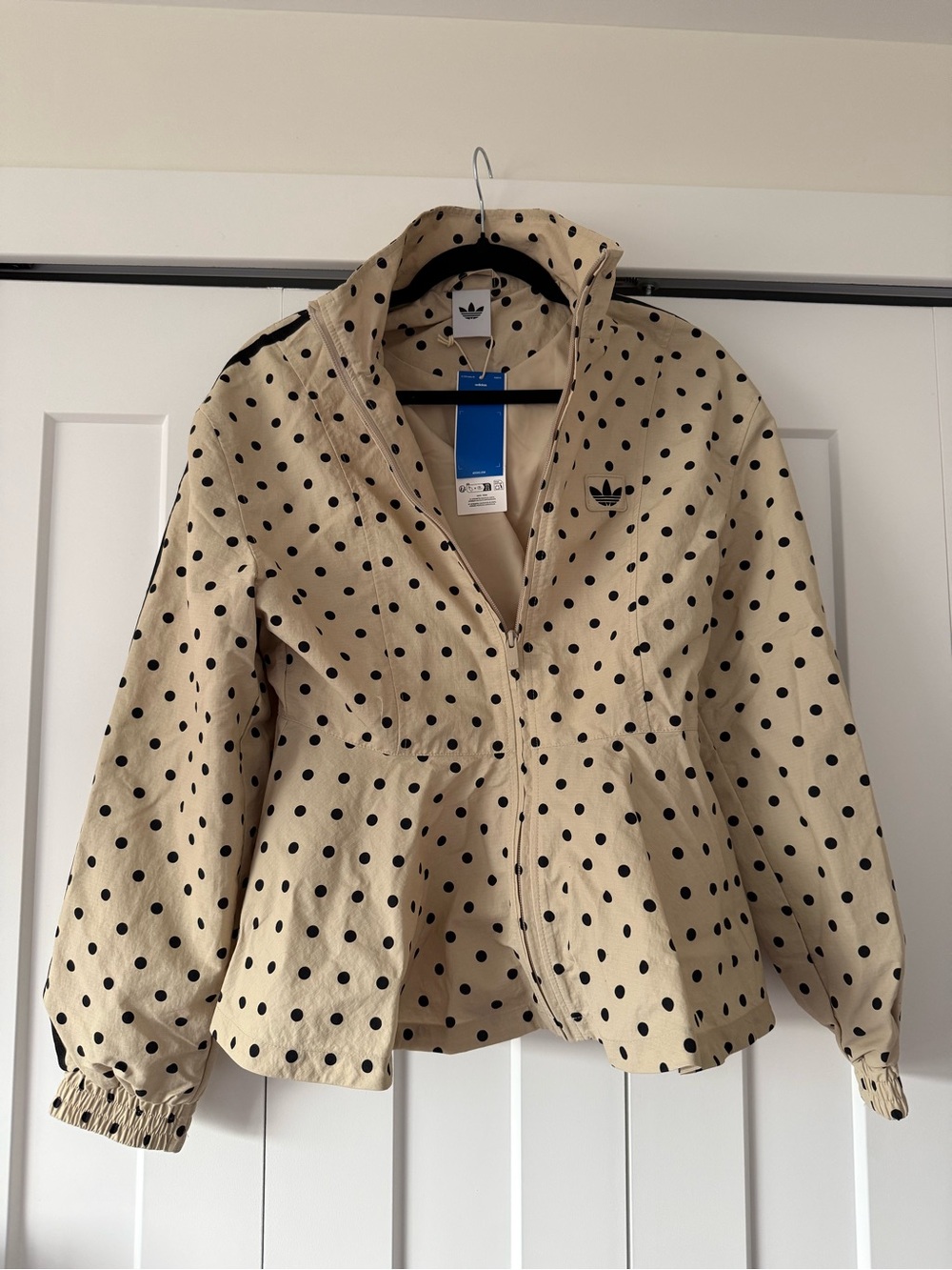 adidas Originals x ASOS regular fit polka dot track jacket in stone Size Small - Picture 4 of 11